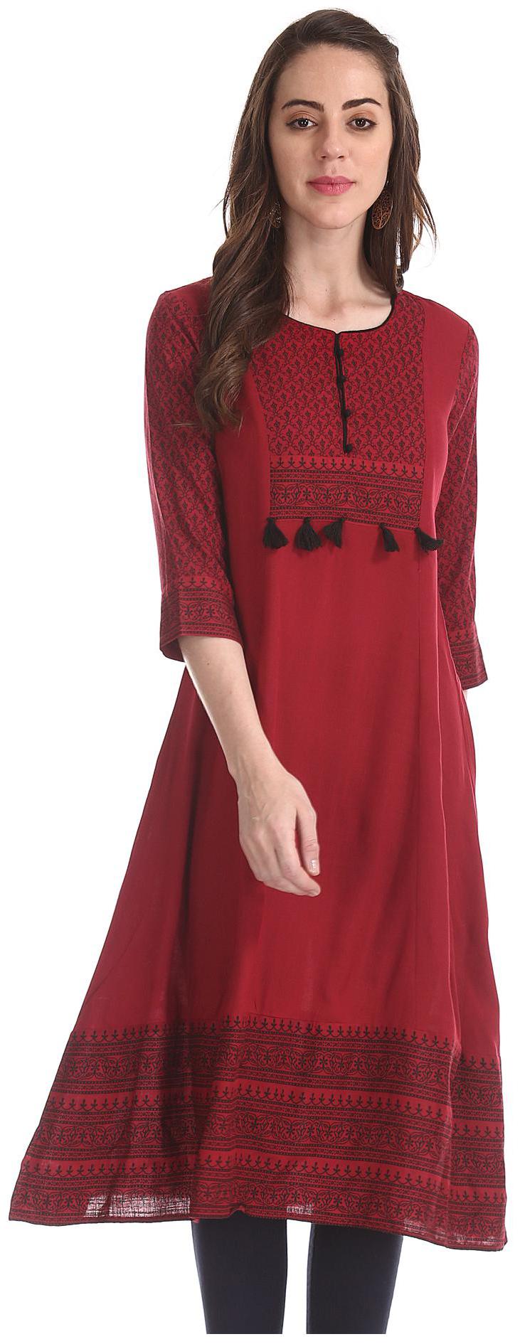 

Anahi Women Red Printed Straight Kurta