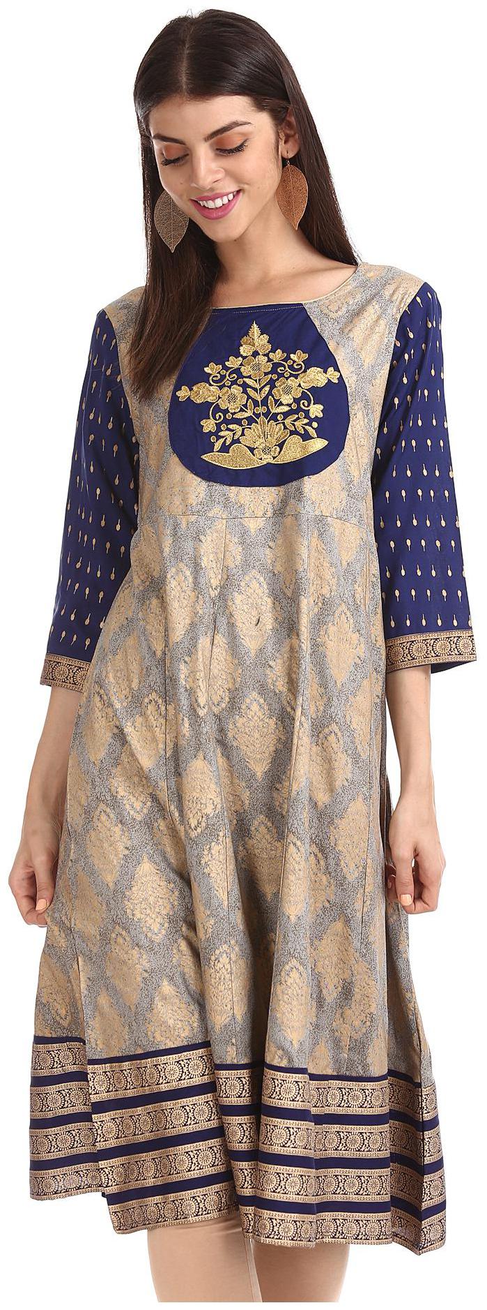 

Anahi Women Grey Printed Straight Kurta