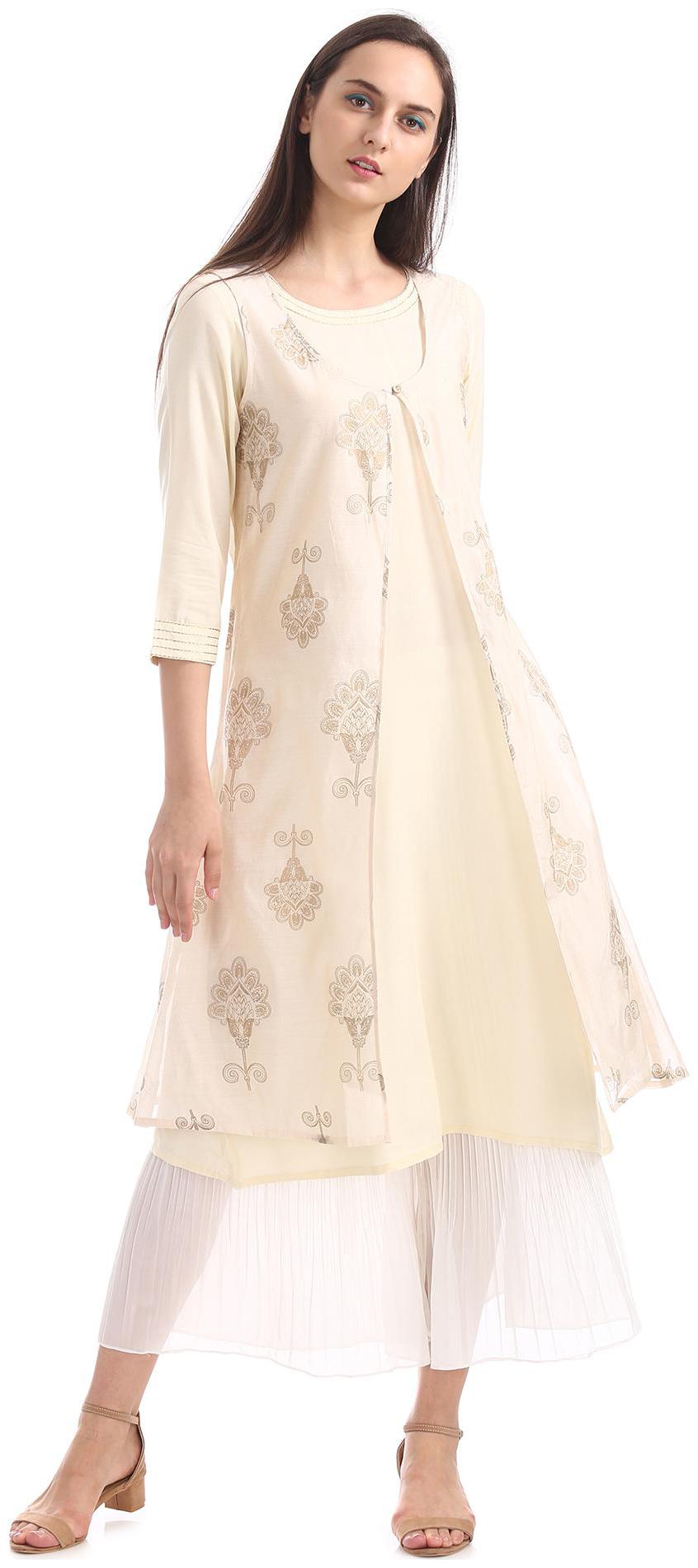 

Anahi Women Beige Printed Straight Kurta