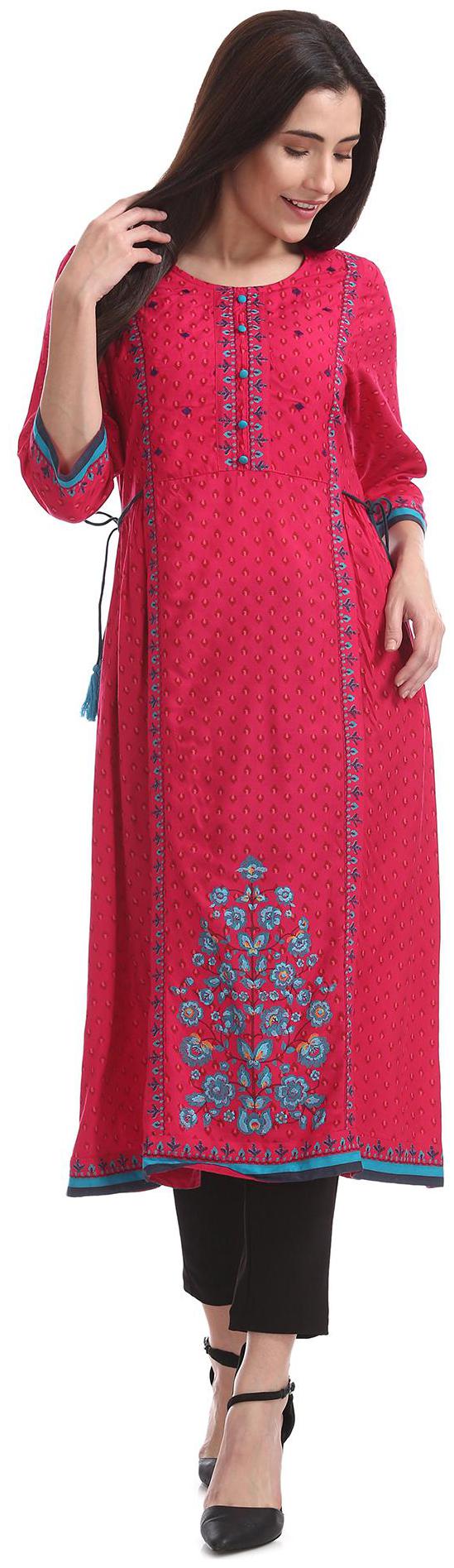

Anahi Women Pink Printed Straight Kurta