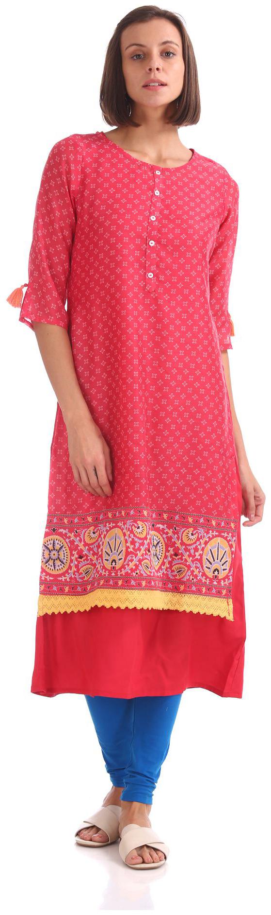

Anahi Women Red Printed Straight Kurta