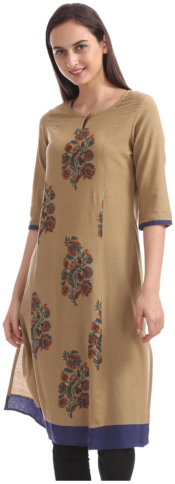

Anahi Women Beige Printed Straight Kurta