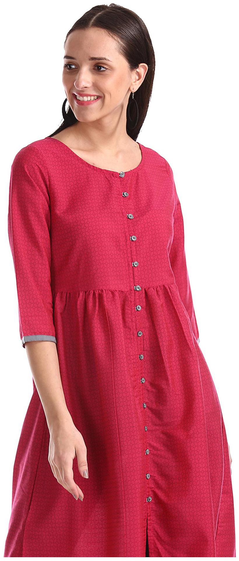 

Anahi Women Pink Printed Straight Kurta