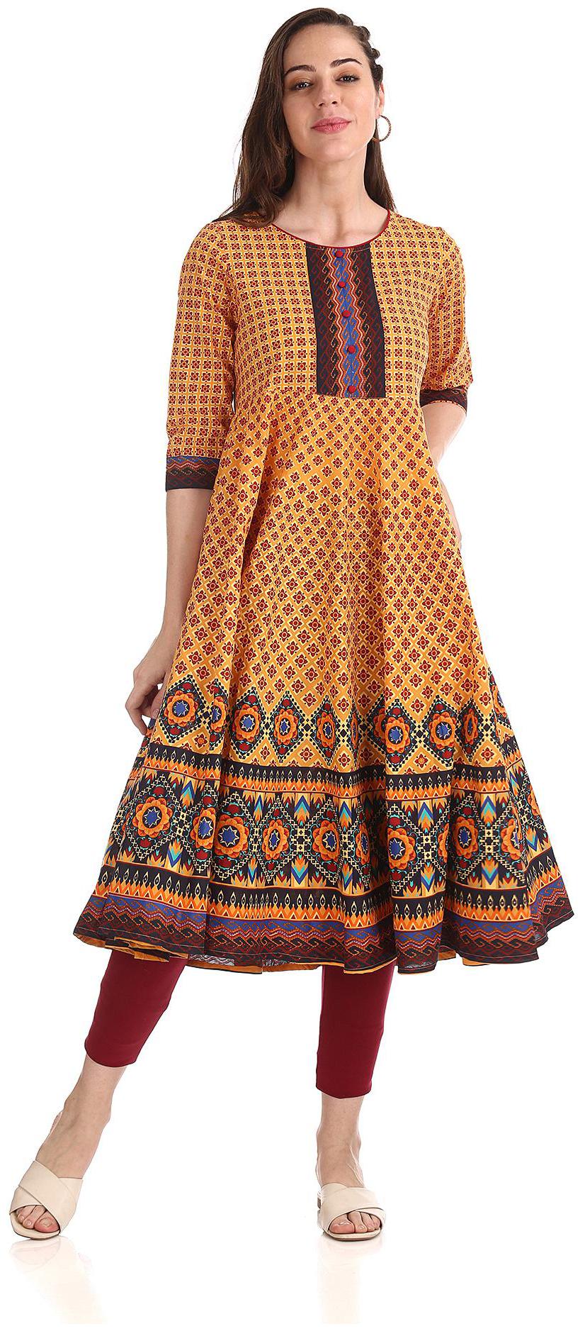 

Anahi Women Yellow Printed Anarkali Kurta