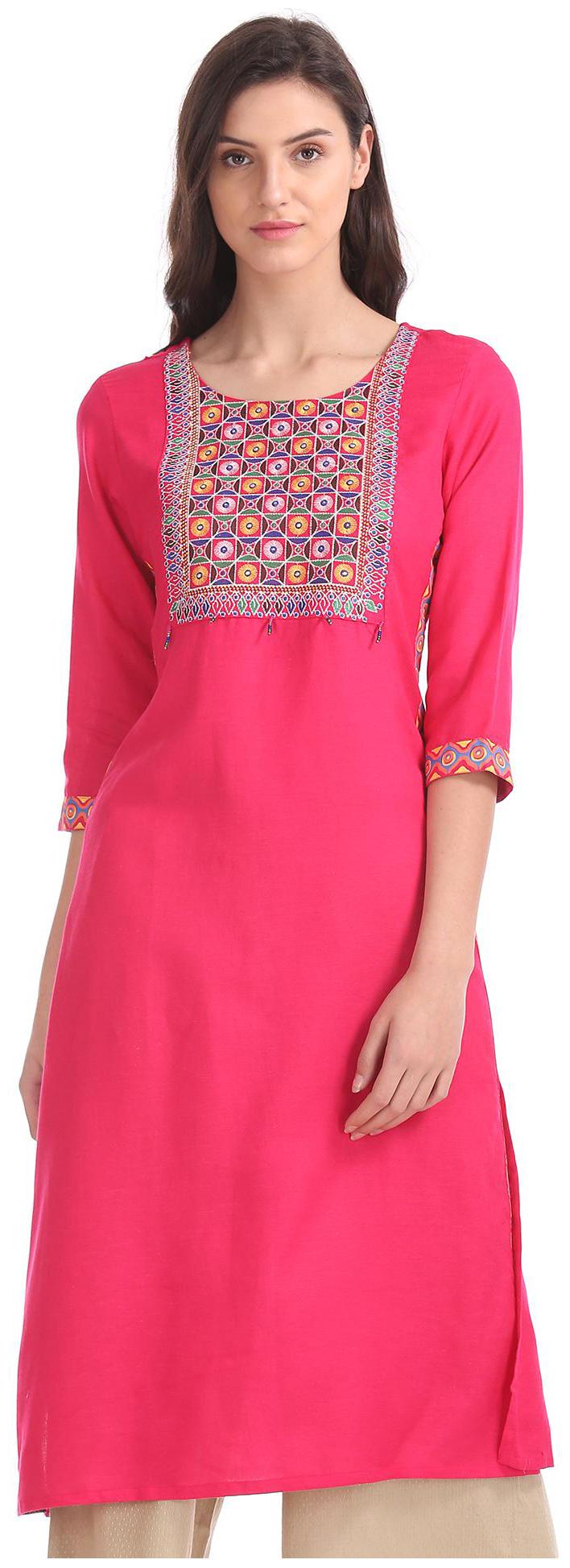 

Anahi Women Pink Ethnic Motifs Straight Kurta