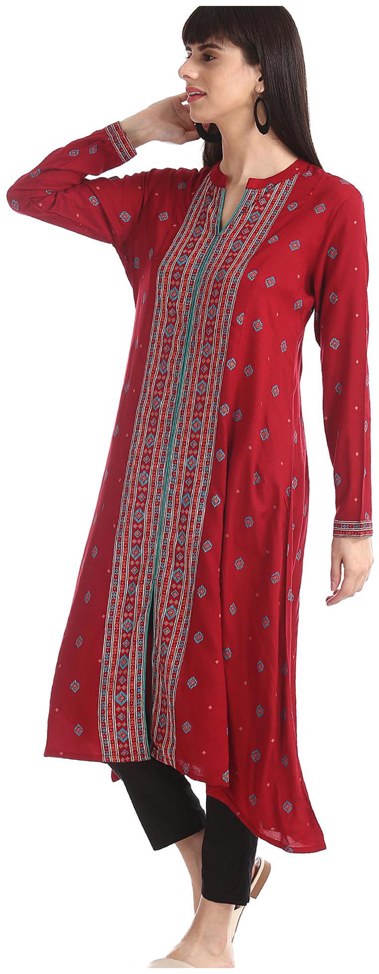 

Anahi Women Red Printed Straight Kurta