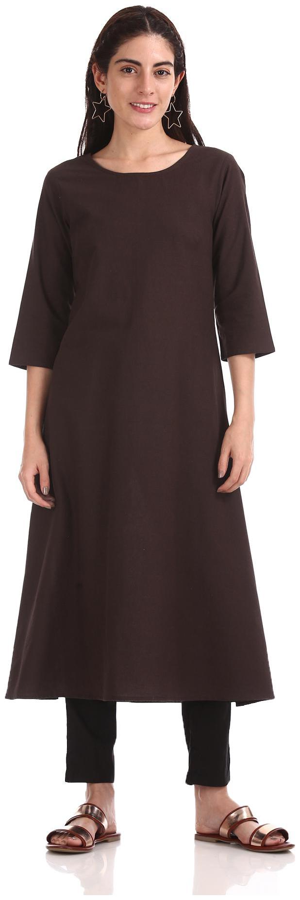 

Anahi Women Brown Solid Straight Kurta