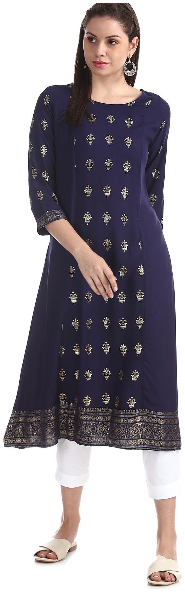 

Anahi Women Blue Printed Straight Kurta