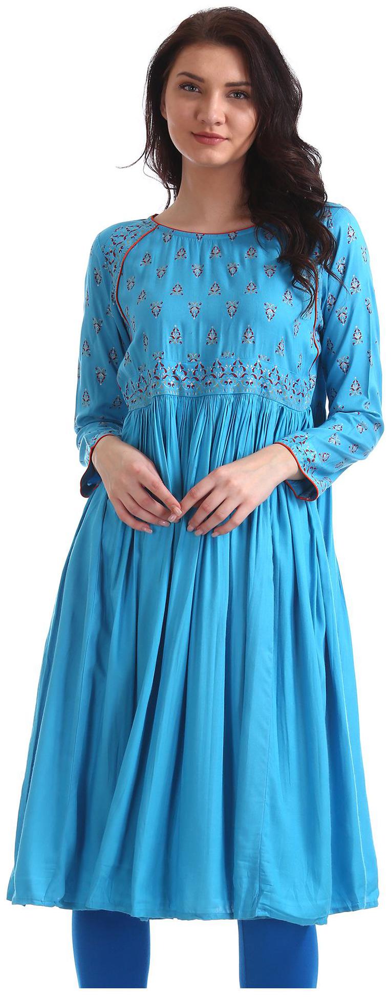 

Anahi Women Blue Printed Straight Kurta