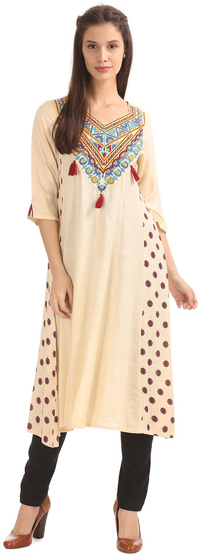 

Anahi Women Beige Embroidered Anarkali Kurta
