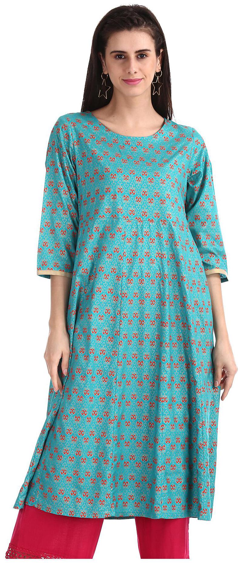 

Anahi Women Green Printed Straight Kurta