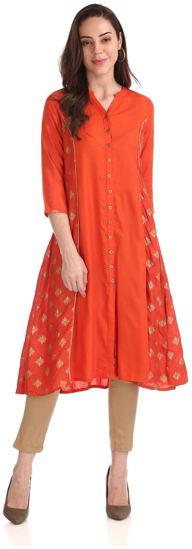 

Anahi Women Rayon Straight Kurta Orange color