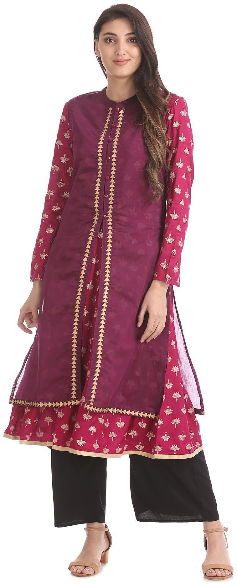 

Anahi Women Purple Printed Straight Kurta