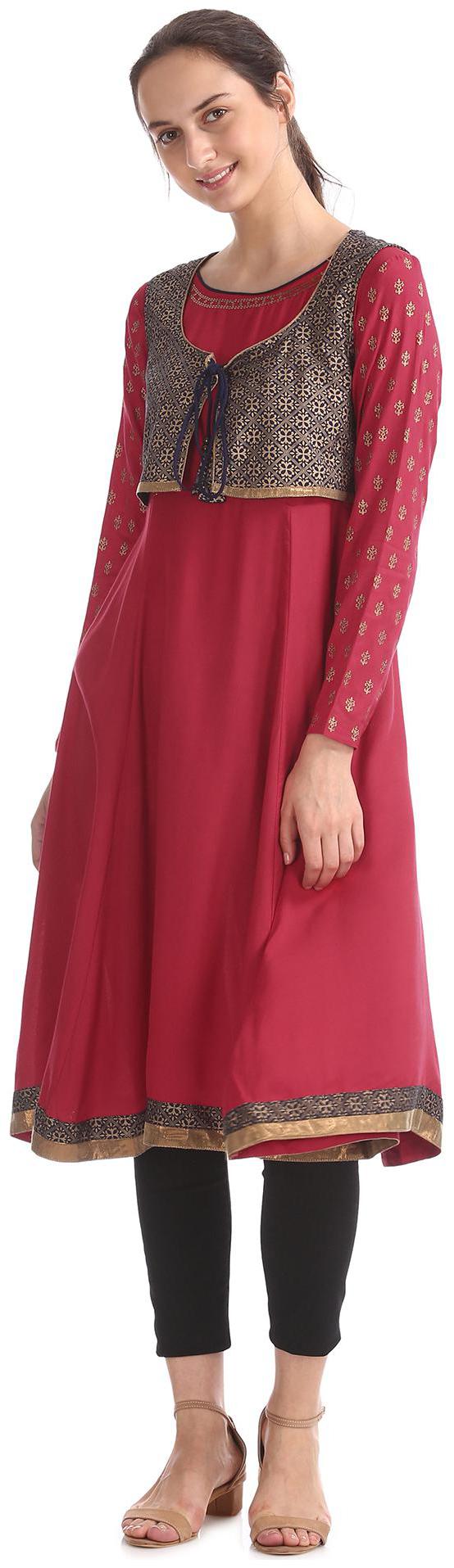 

Anahi Women Pink Printed Straight Kurta