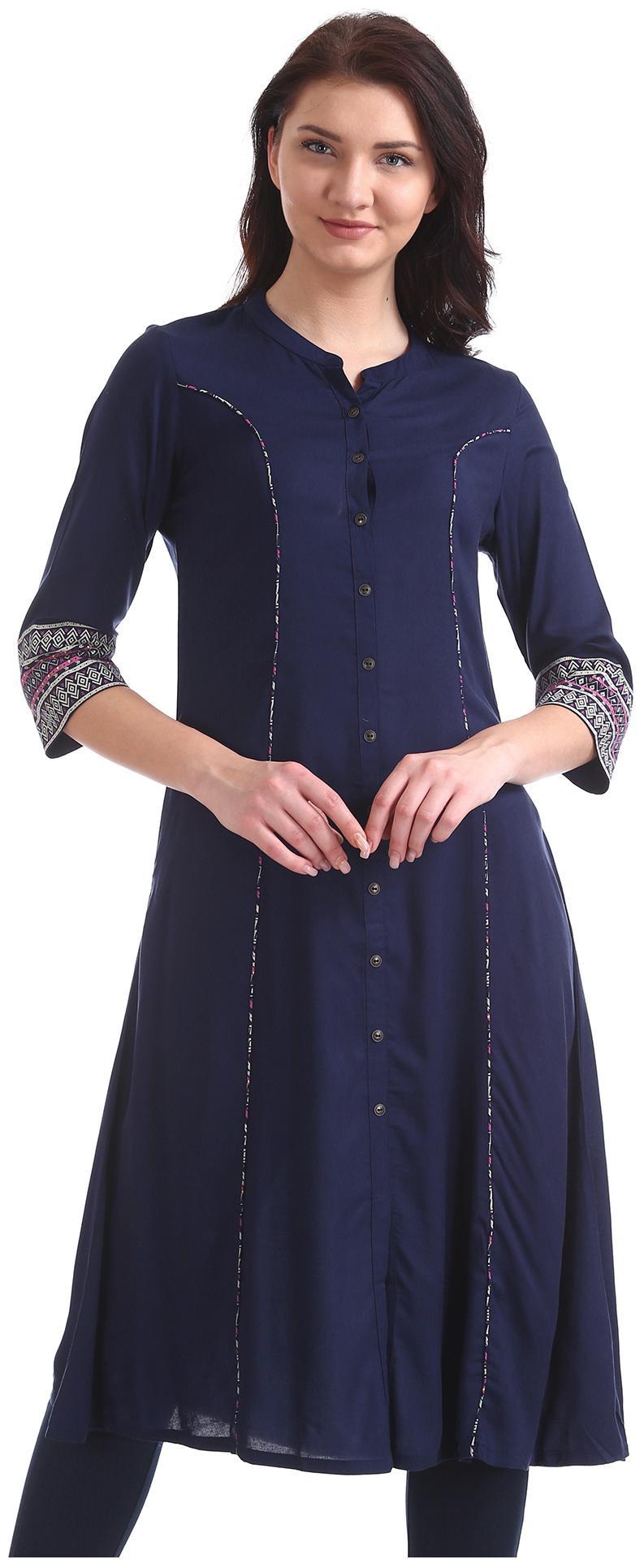 

Anahi Women Blue Solid Straight Kurta