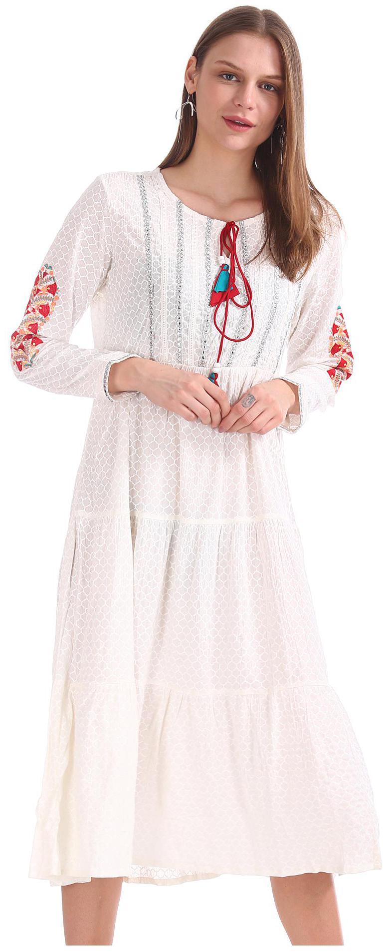 

Anahi Women White Printed Straight Kurta