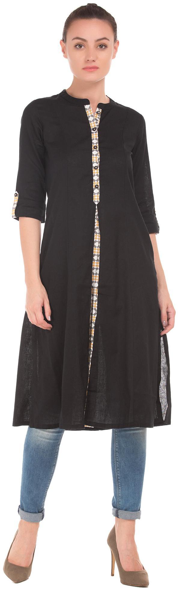 

Anahi Women Black Solid Straight Kurta