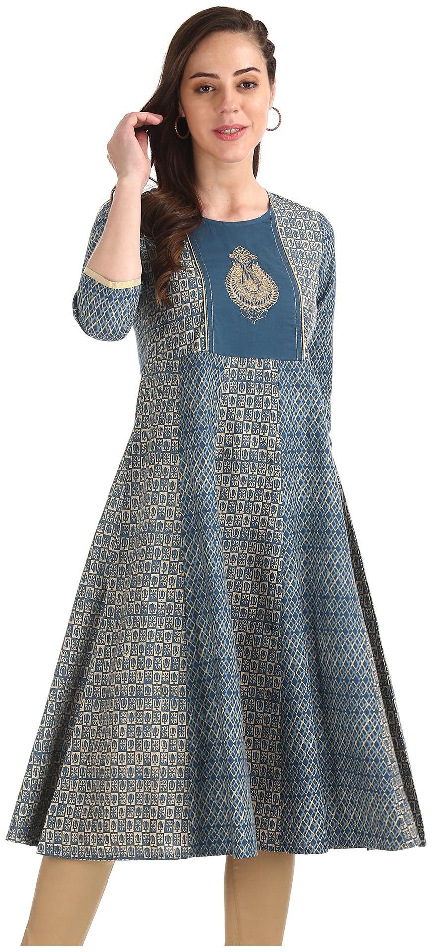 

Anahi Women Blue Printed Anarkali Kurta
