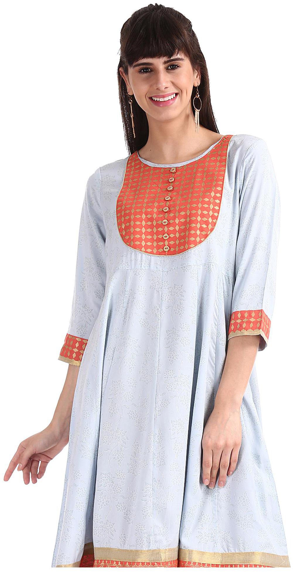 

Anahi Women Blue Printed Straight Kurta