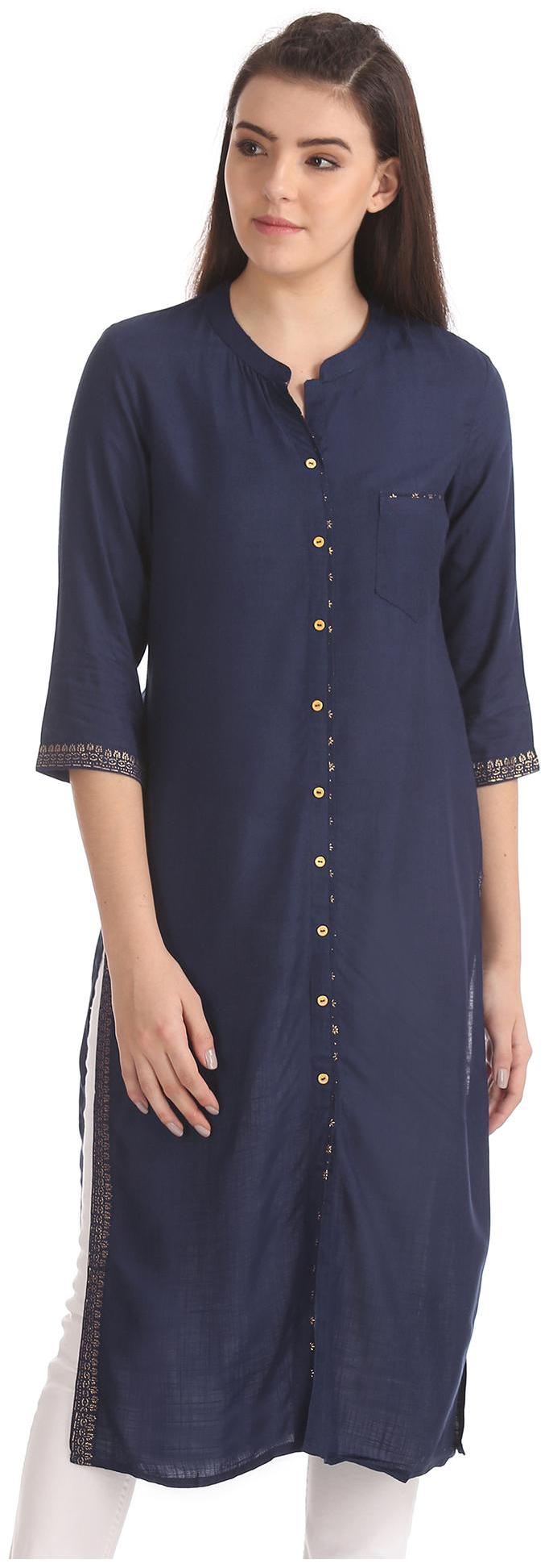 

Anahi Women Blue Solid Straight Kurta
