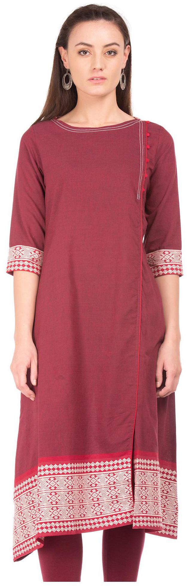 

Anahi Women Red Embroidered Assymetrical Kurta