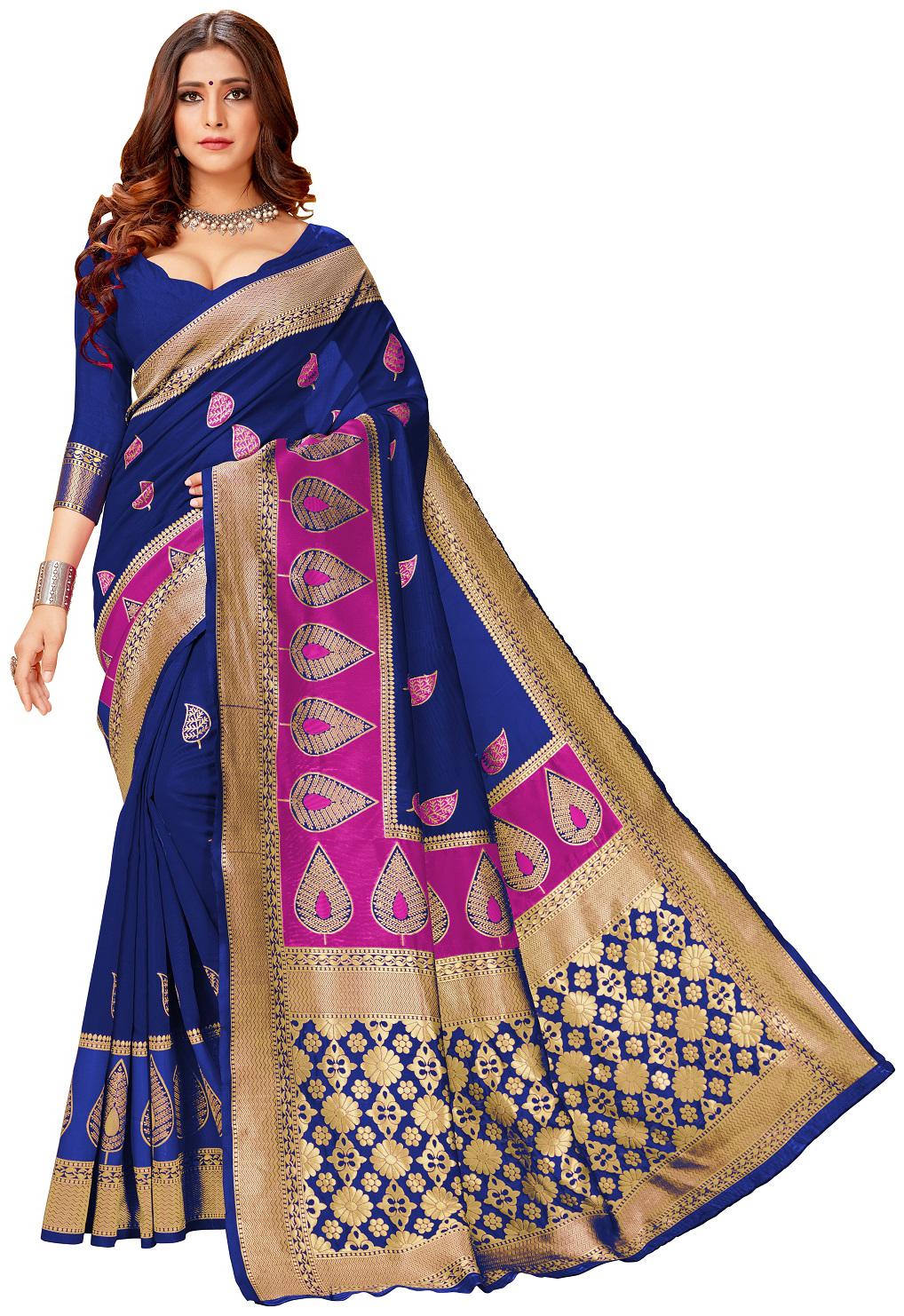 

Anaita Women Silk Woven Saree With Blouse Piece (Blue)
