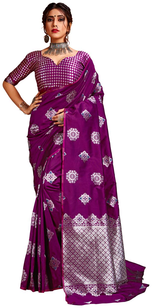 

Anaita Woven Purple Silk Saree For Women