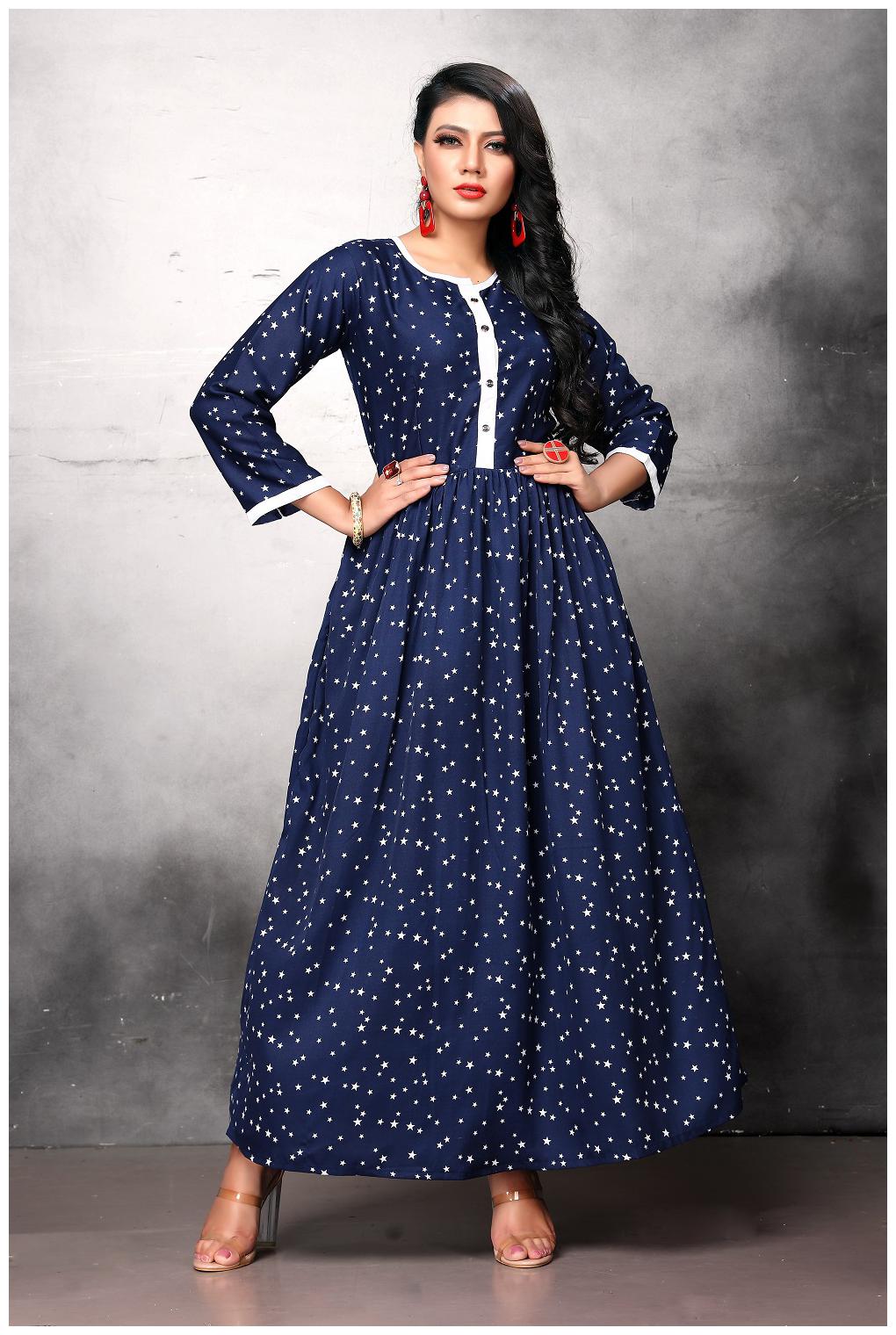 

Anaita Women Blue Printed Anarkali Kurti