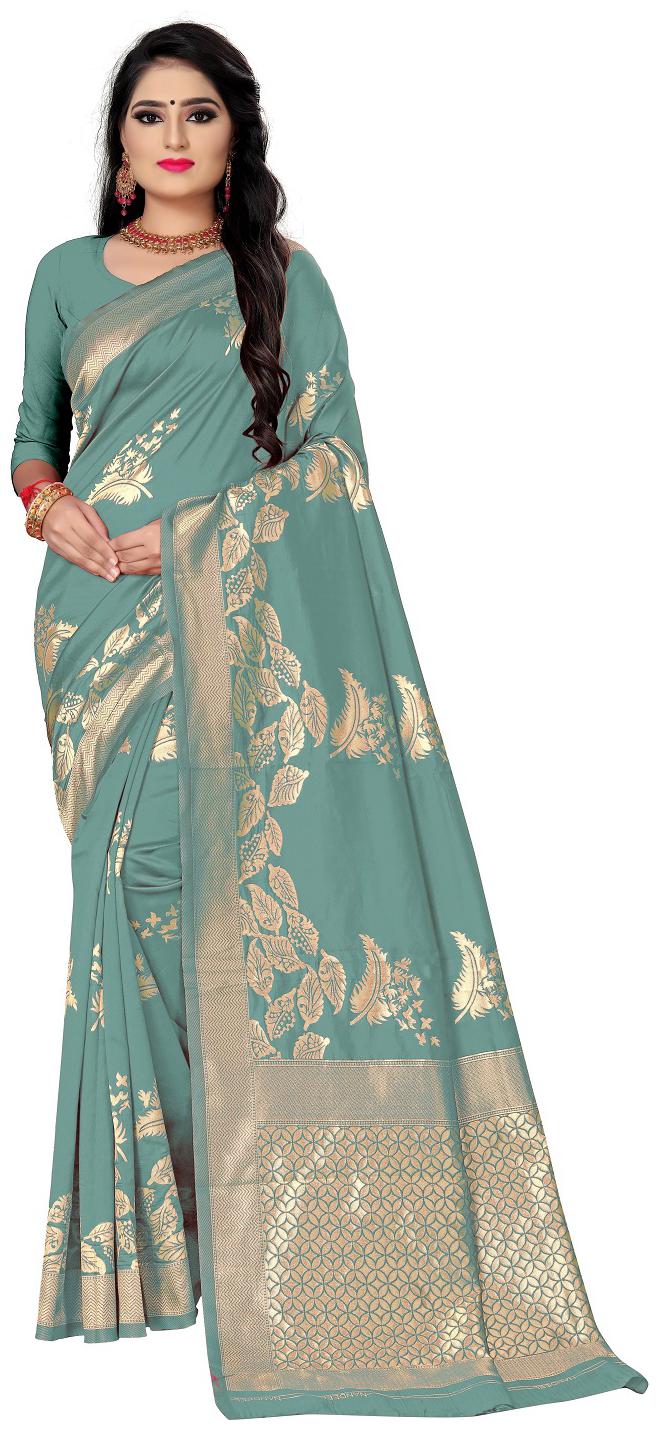 

Anaita Women Silk Woven Grey Designer Saree With Blouse