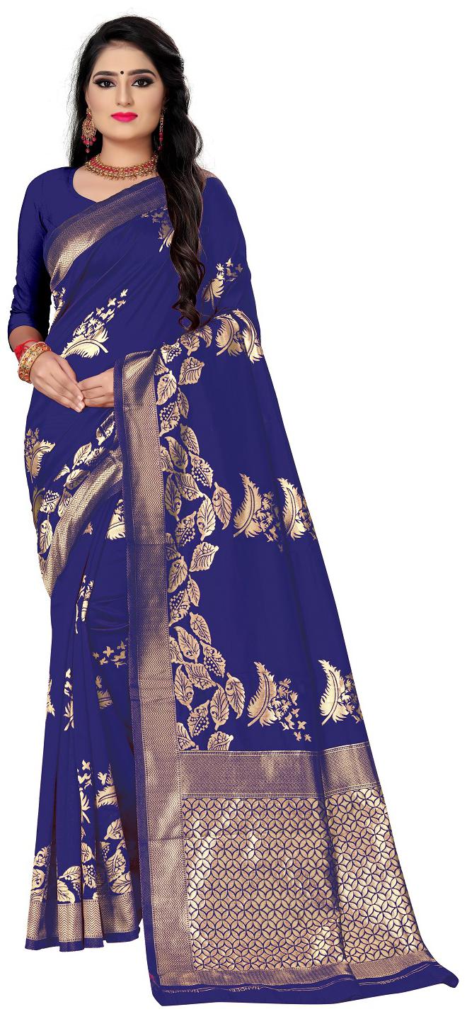 

Anaita Women Silk Woven Blue Designer Saree With Blouse