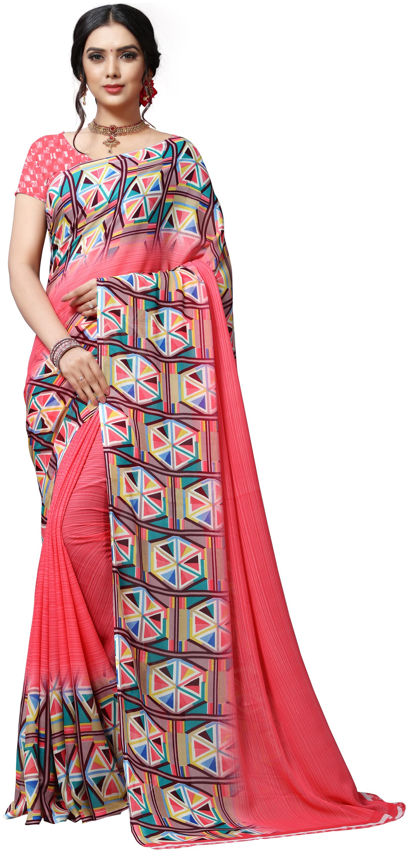 

Anand Sarees Georgette Universal saree Pink