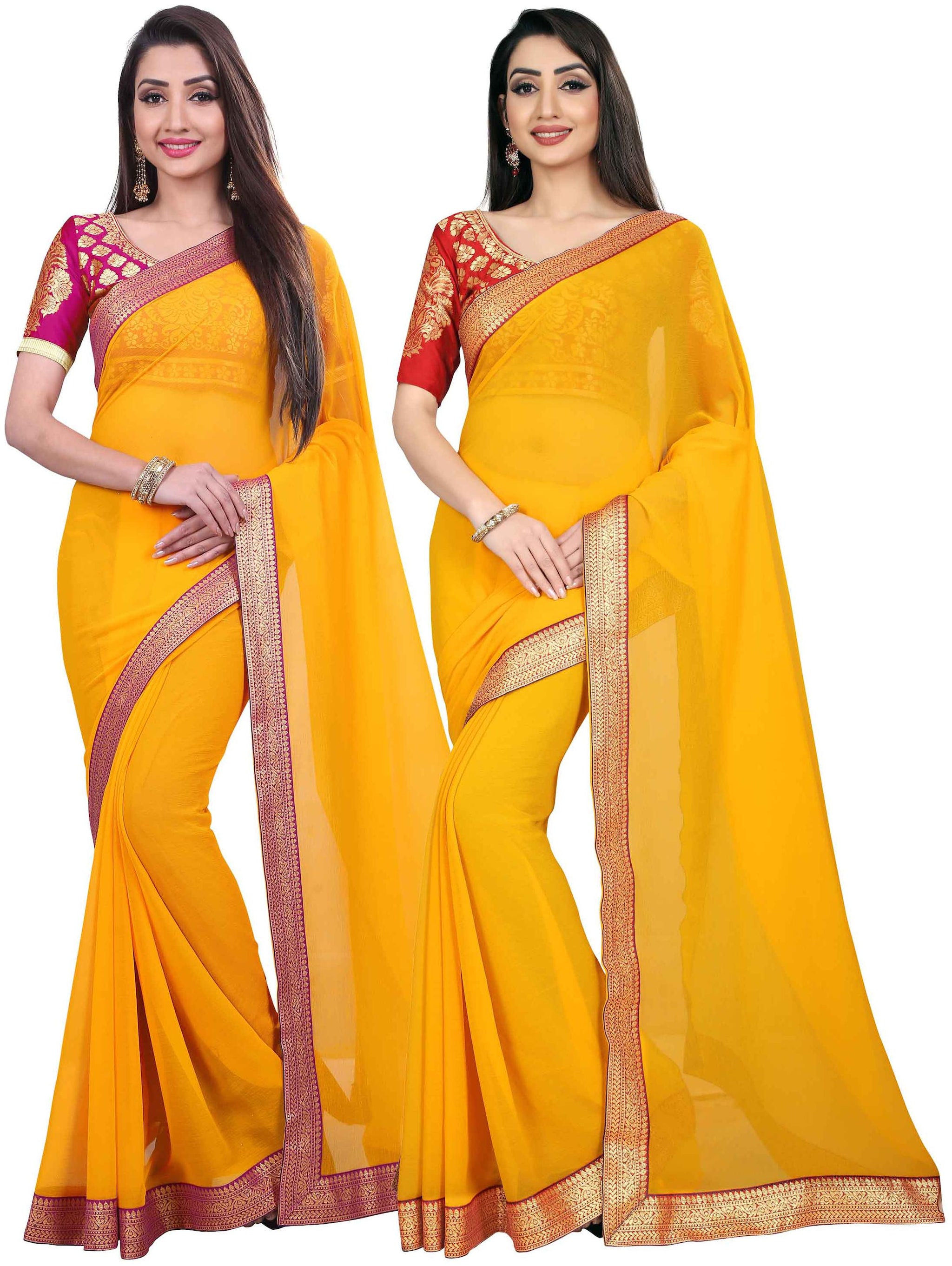 

Anand Sarees Women Chiffon sarees Yellow