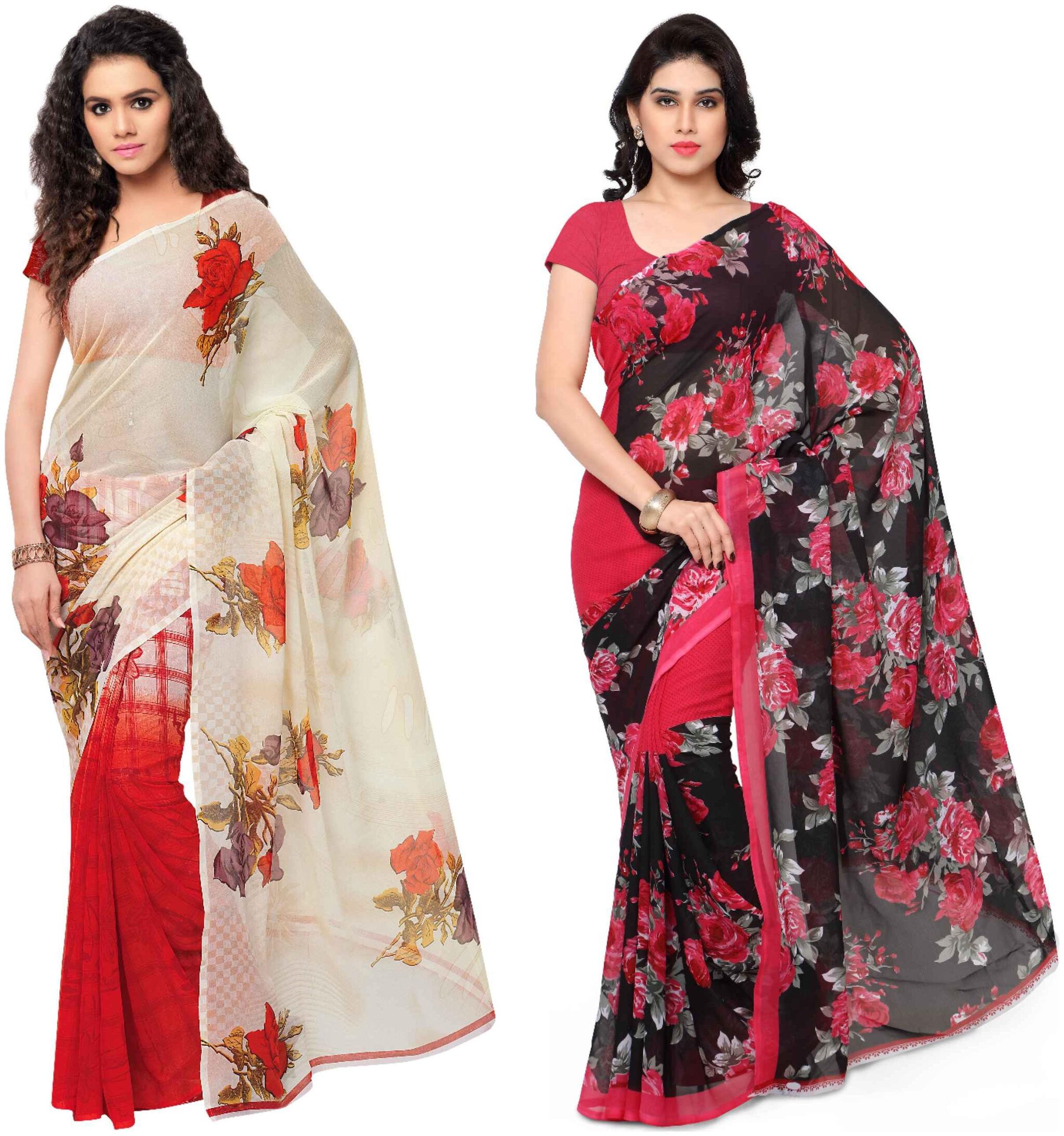 

Anand Sarees Printed Faux Georgette Pack Of 2 Sarees With Unstitched Blouse Piece