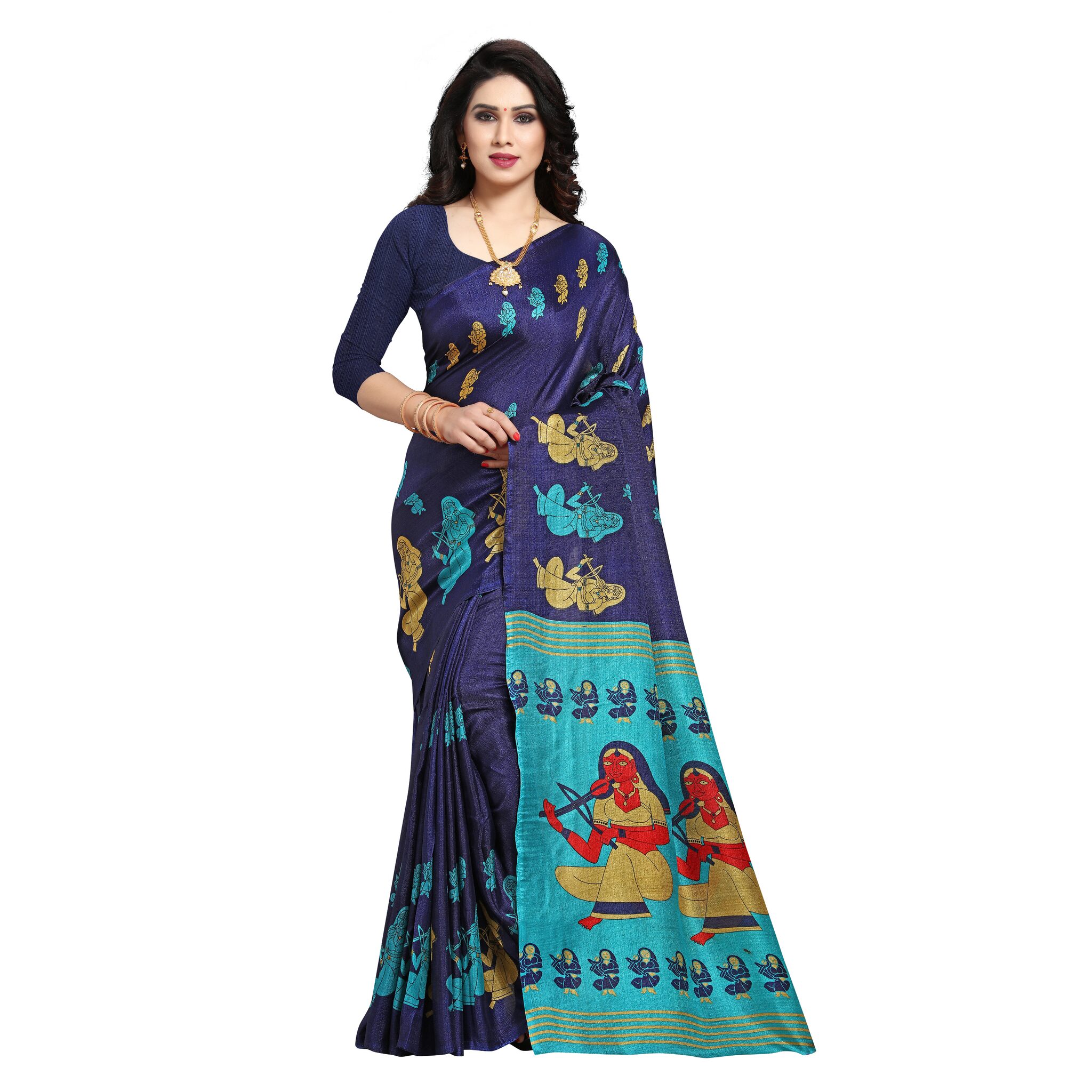 

Anand Sarees Khadi Printed Blue Regular Saree For Women