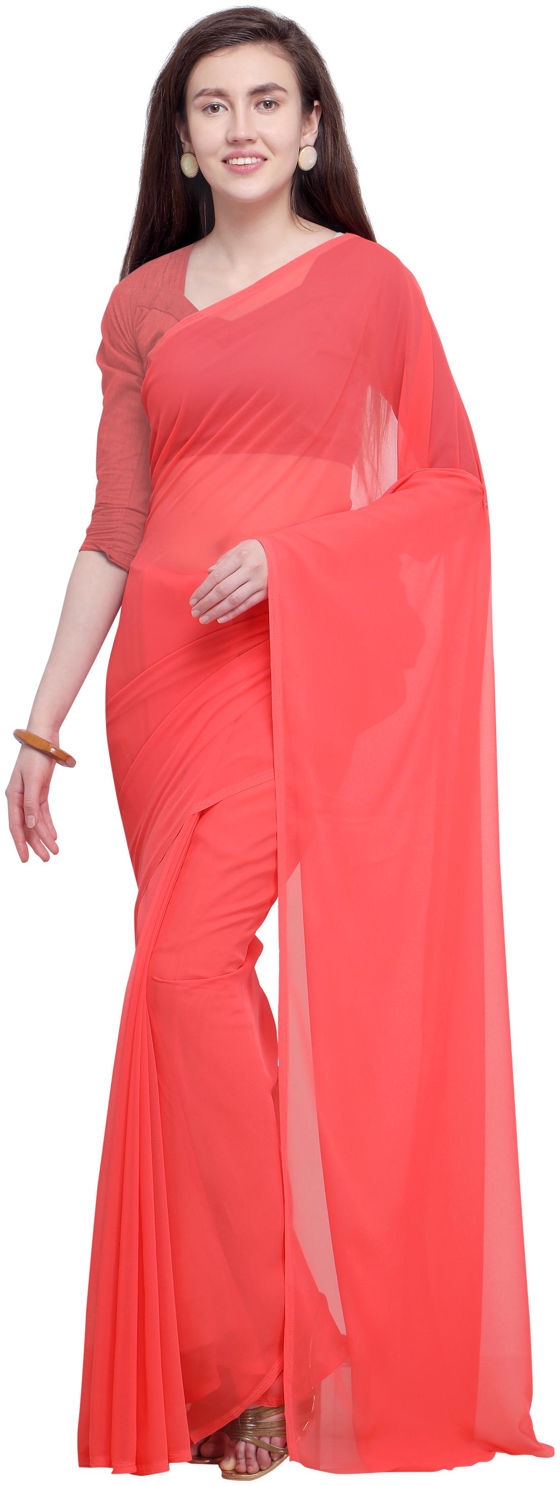 

Anand Sarees Pink Solid Universal Regular Saree With Blouse With blouse