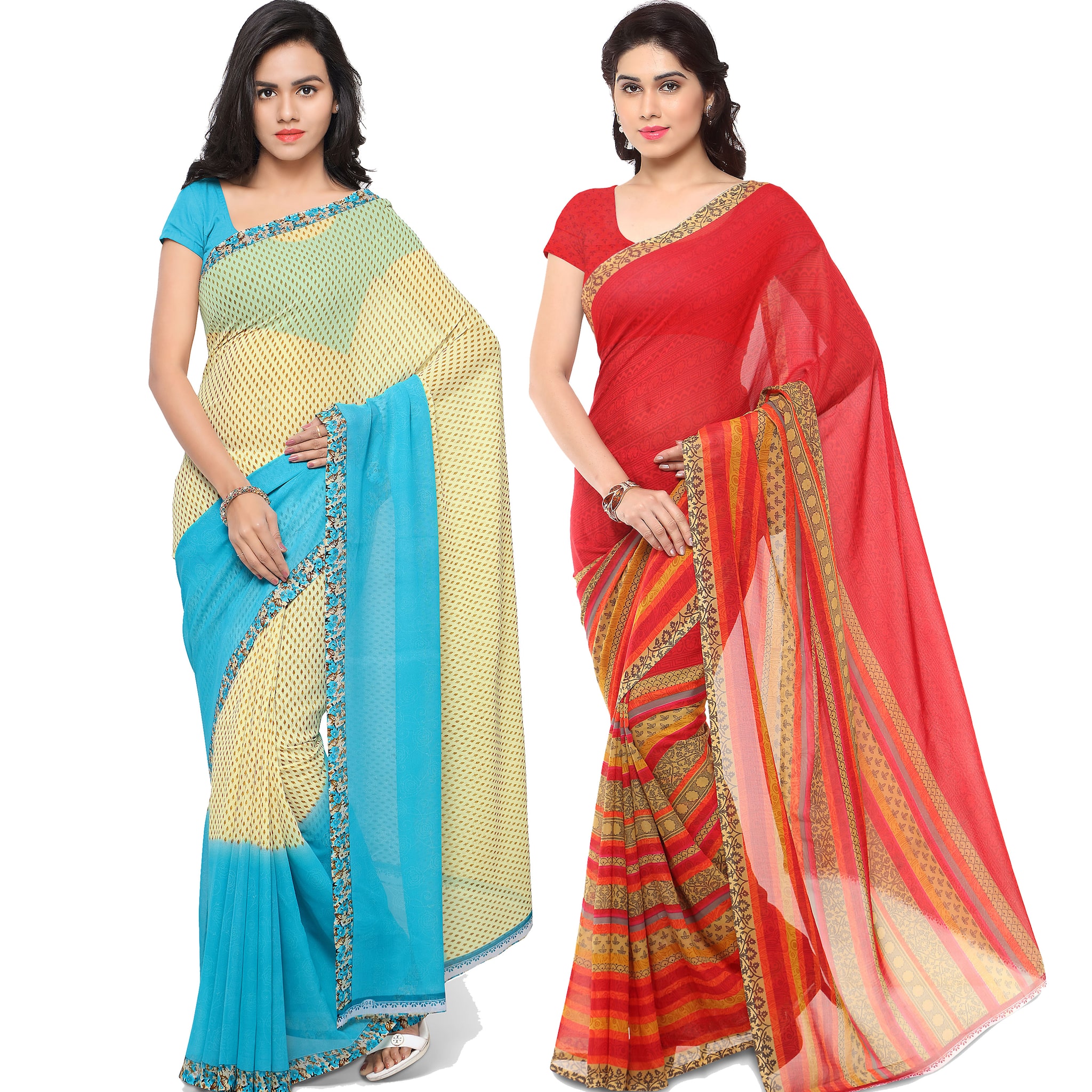 

Anand Sarees Women Georgette Printed Sarees (Multicolor) -Pack of 2