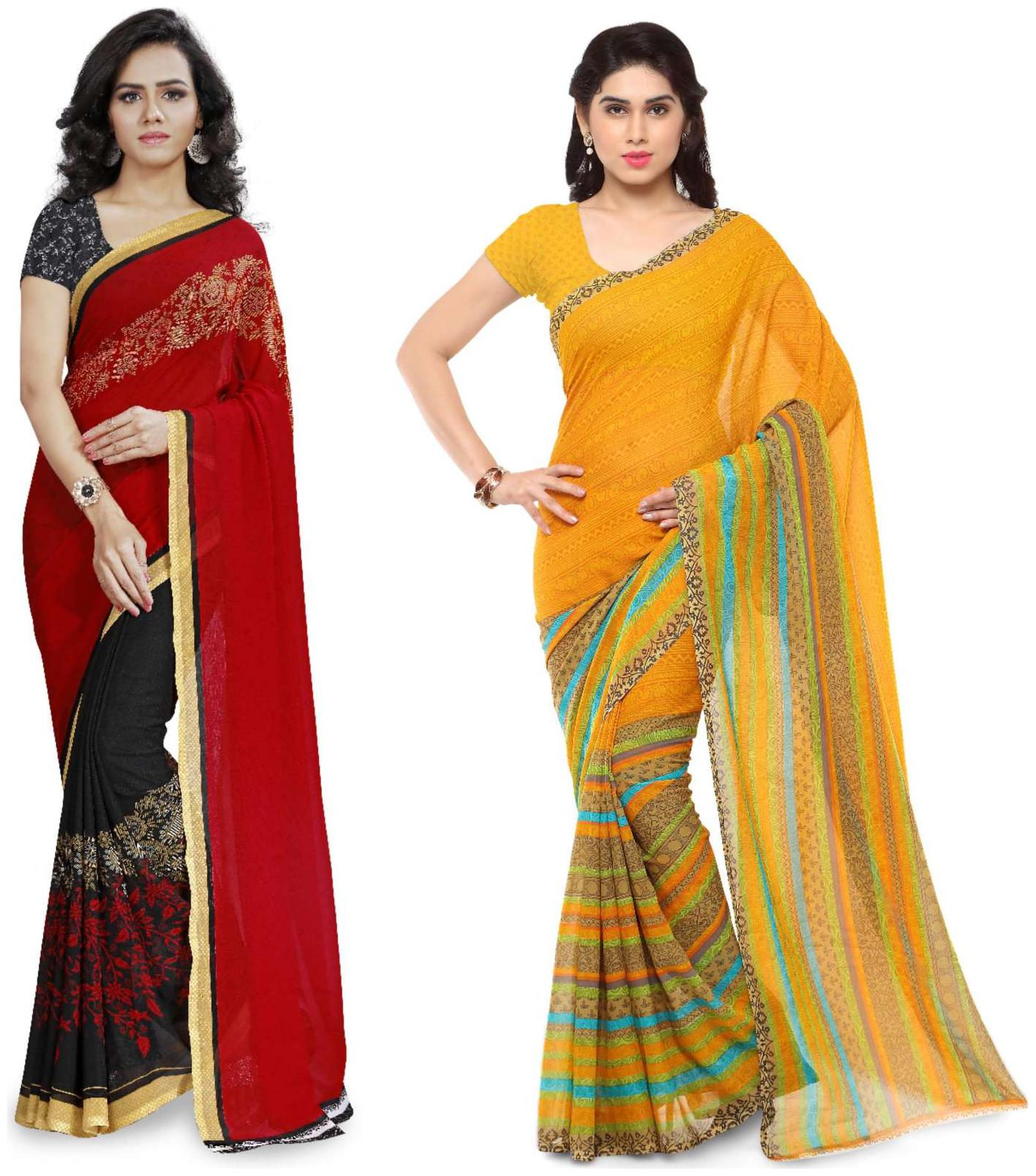 

Anand Sarees Printed Faux Georgette Pack Of 2 Sarees With Unstitched Blouse Piece