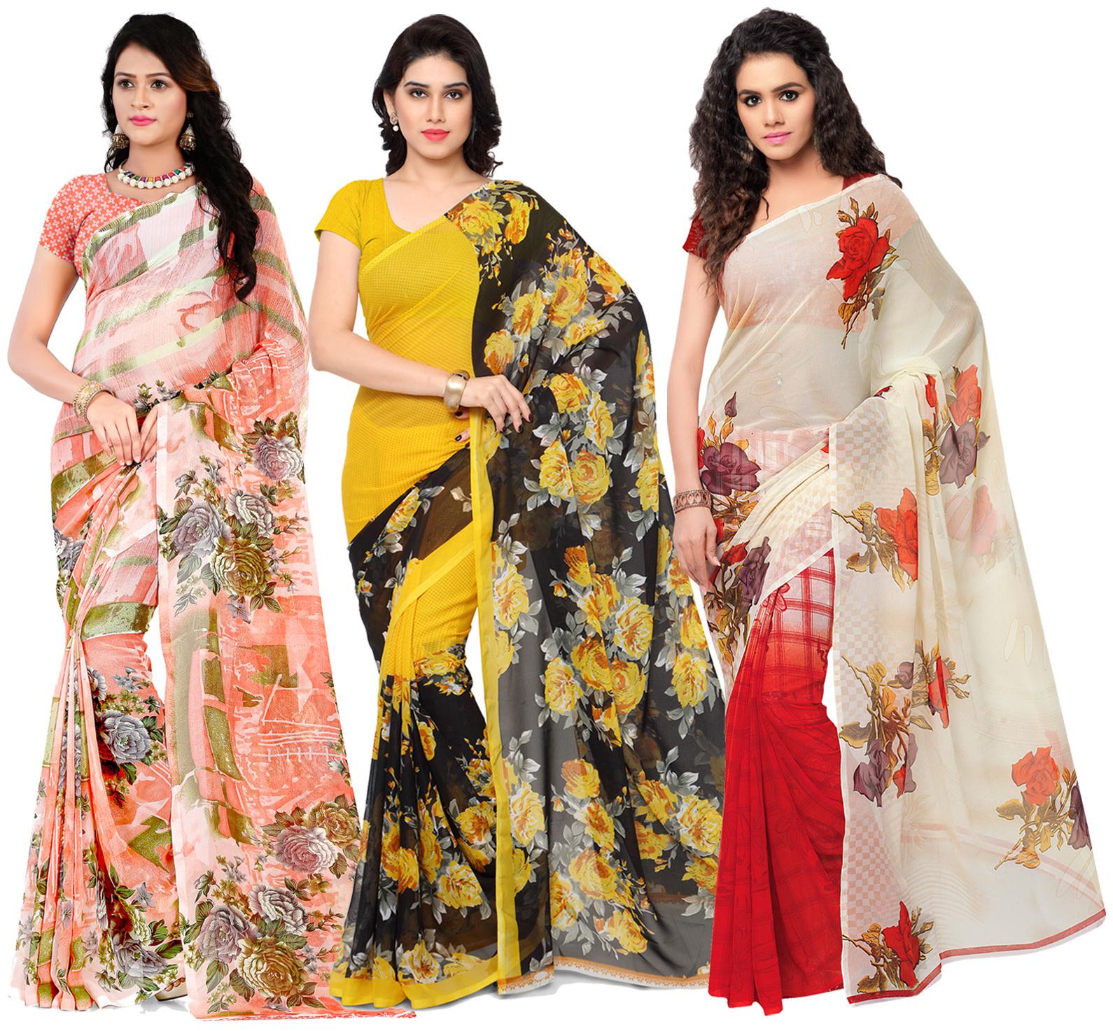

Anand Sarees Georgette Printed Saree With Blouse For Women Color Multi