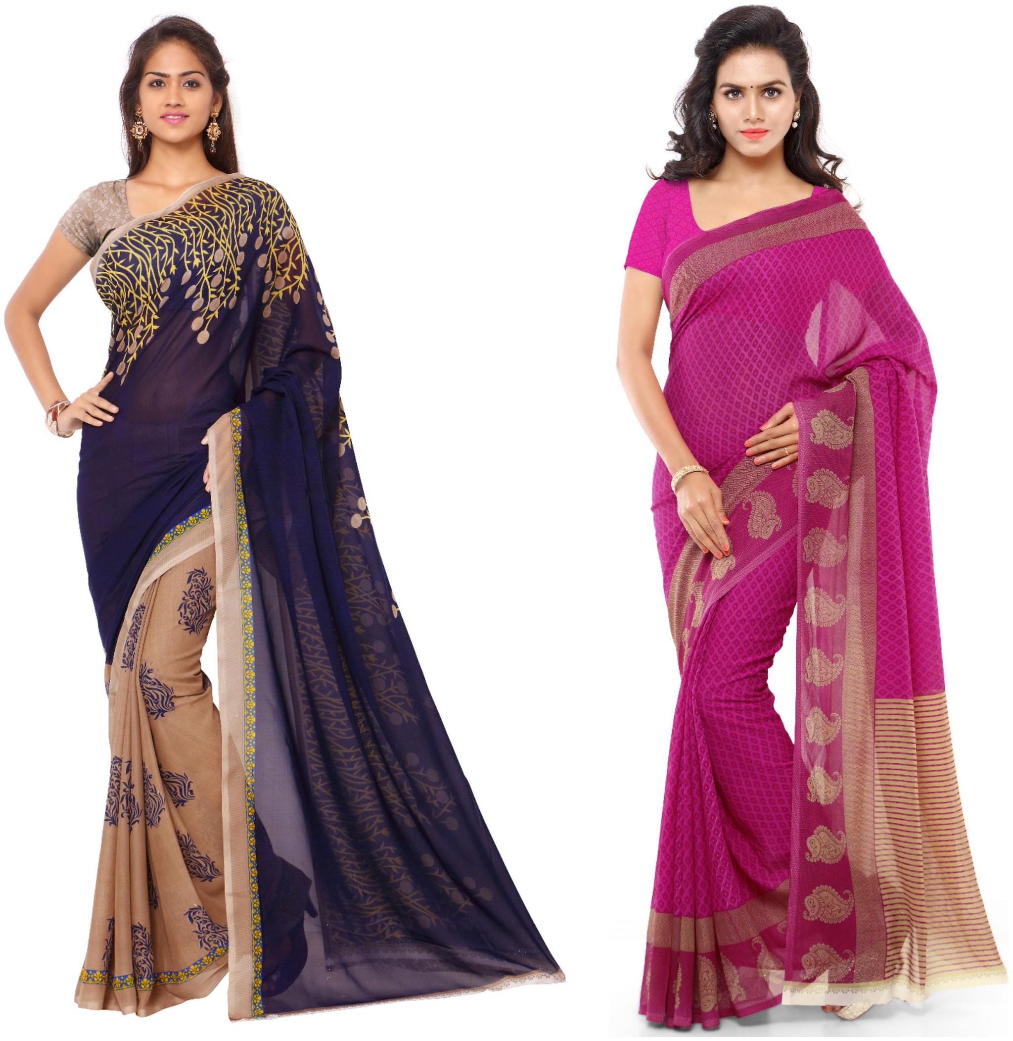 

Anand Sarees Printed Faux Georgette Pack Of 2 Sarees With Unstitched Blouse Piece