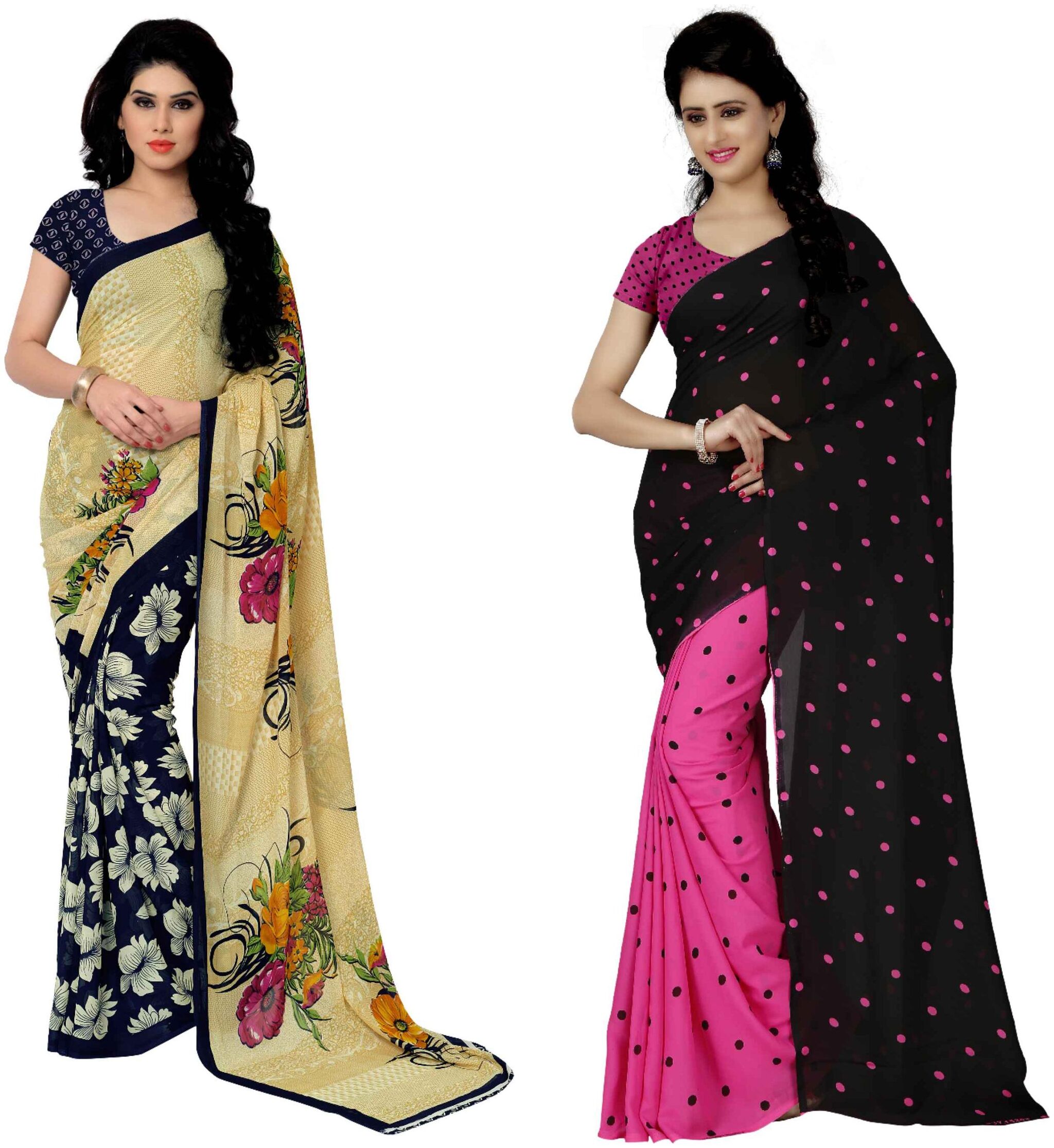 

Anand Sarees Printed Faux Georgette Pack Of 2 Sarees With Unstitched Blouse Piece