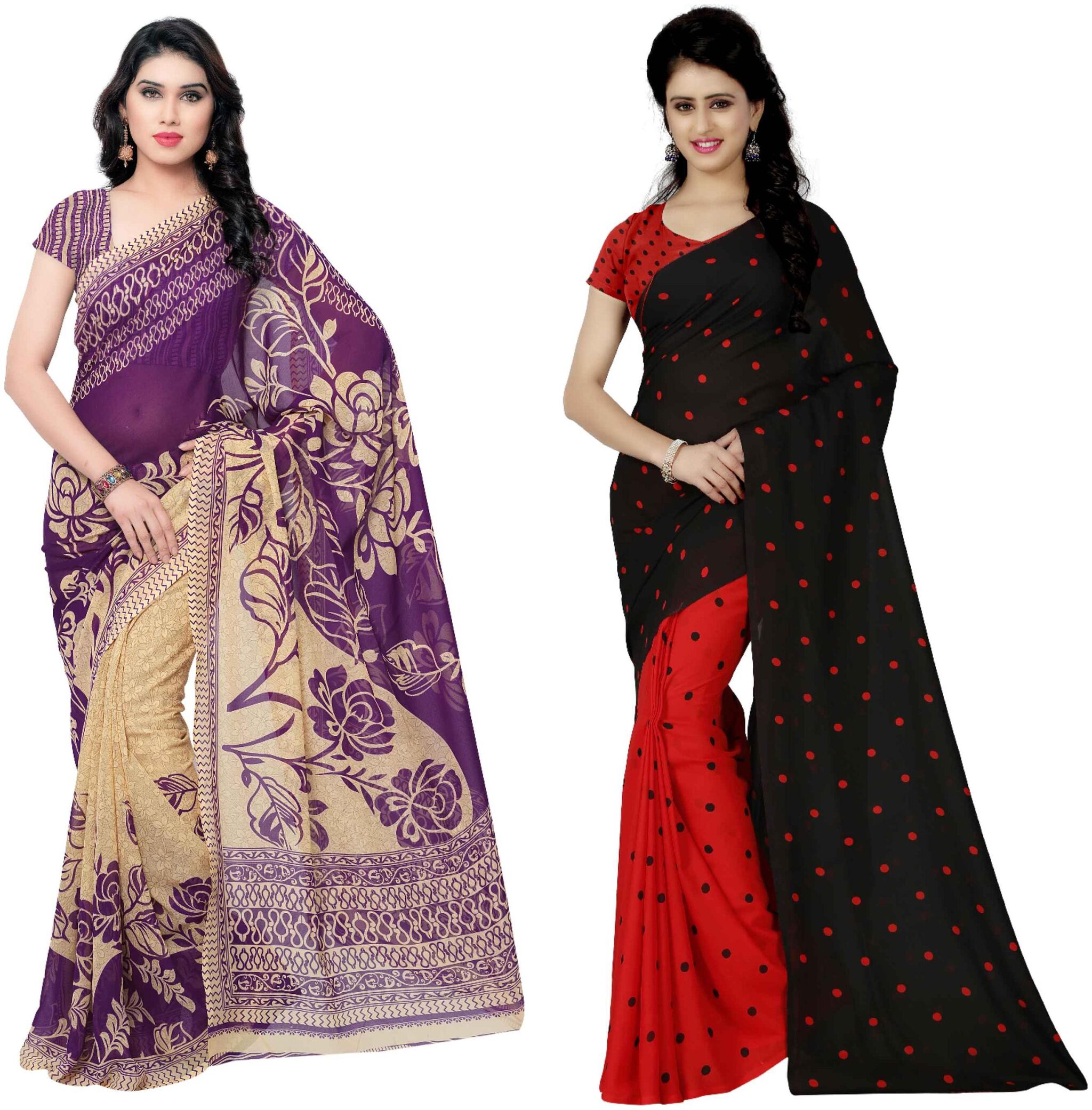 

Anand Sarees Printed Faux Georgette Pack Of 2 Sarees With Unstitched Blouse Piece