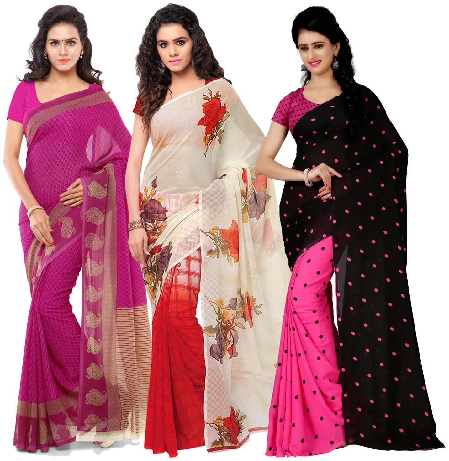 

Anand Sarees Georgette Printed Saree With Blouse For Women Color Multi