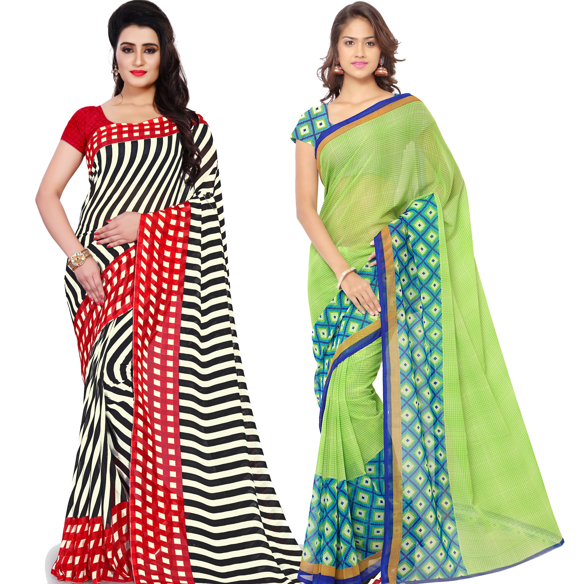

Anand Sarees Women Georgette Printed Sarees (Multicolor) -Pack of 2