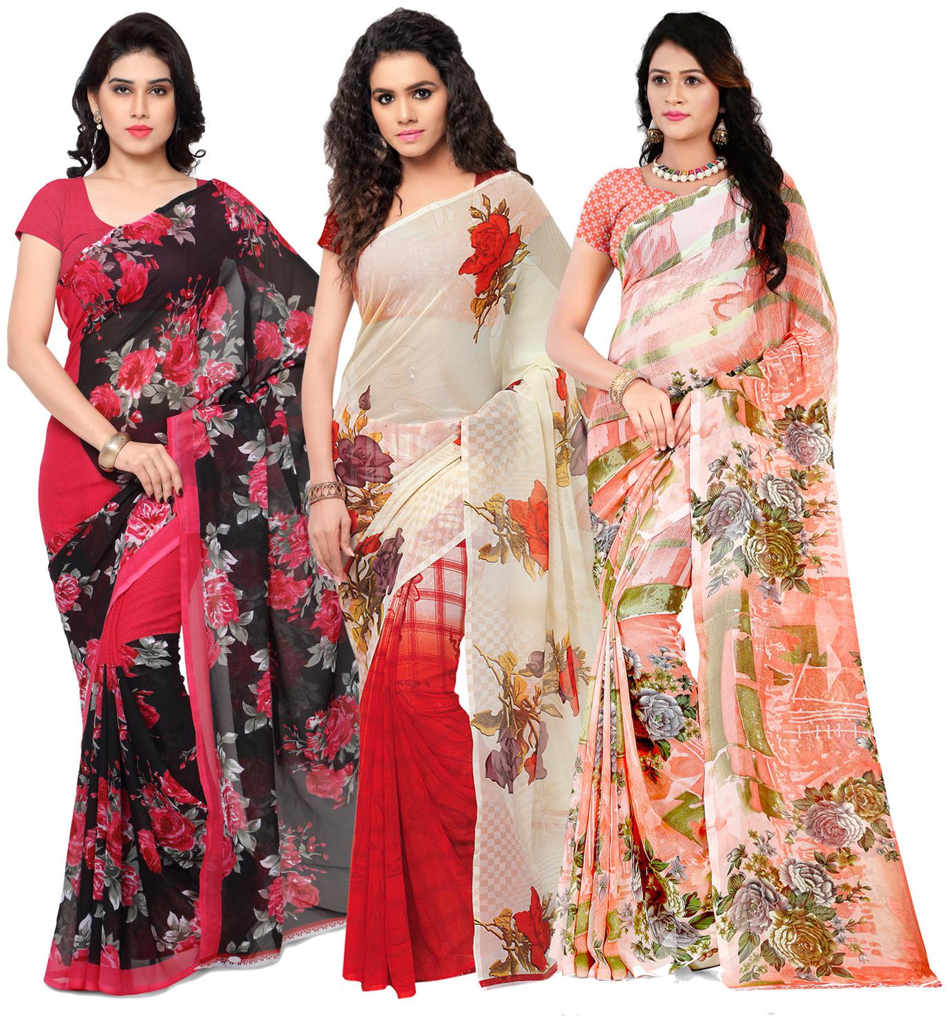 

Anand Sarees Georgette Printed Saree With Blouse For Women Color Multi