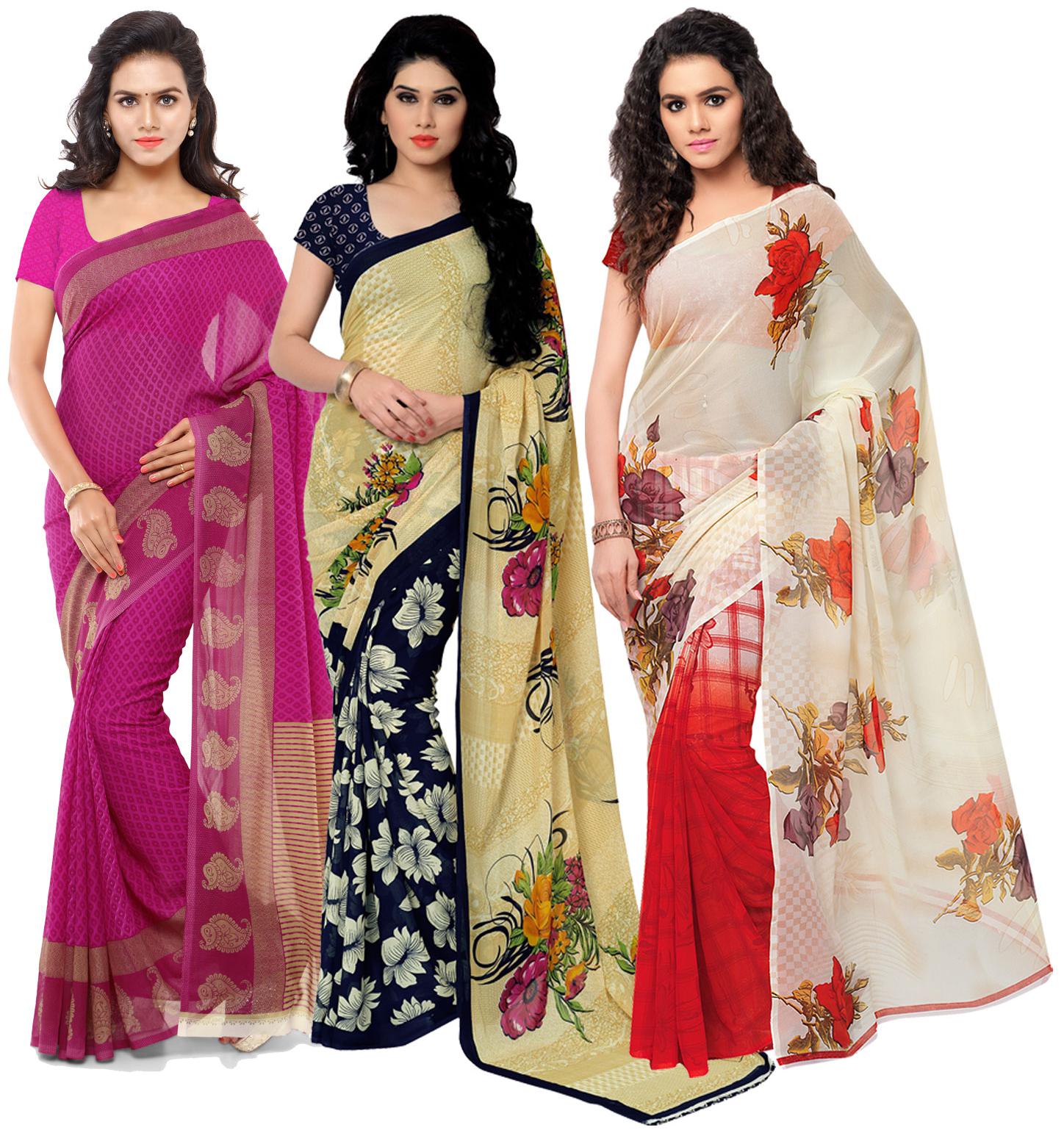 

Anand Sarees Georgette Printed Saree With Blouse For Women Color Multi