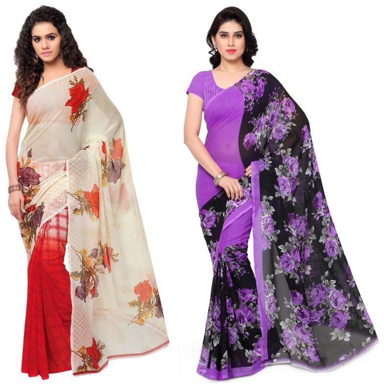 

Anand Sarees Faux Georgette Multi Color Printed Pack Of 2 Saree With Blouse Piece ( 1080 1152 4 )
