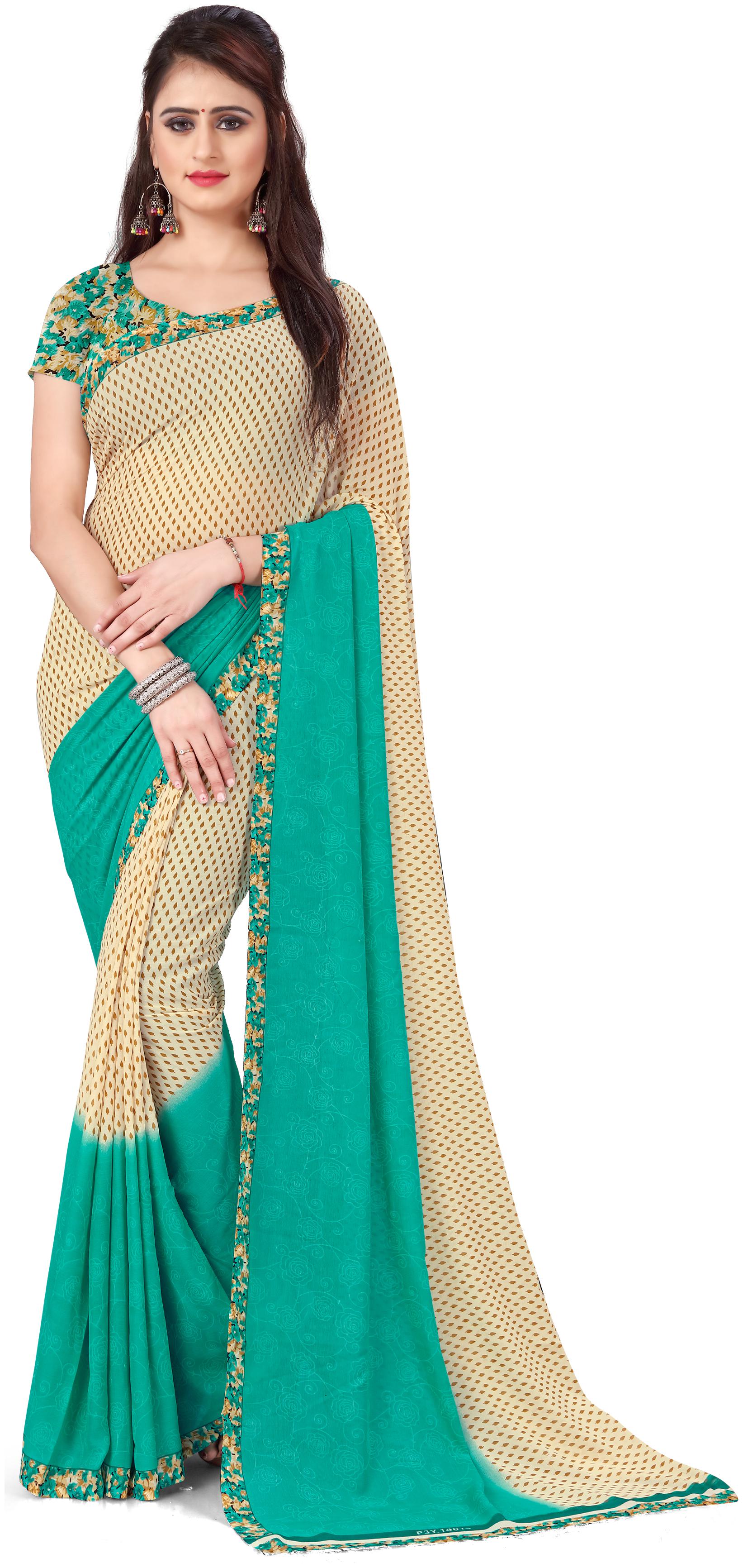 

Anand Sarees Faux Georgette Floral Multi Color Saree with Blouse Piece