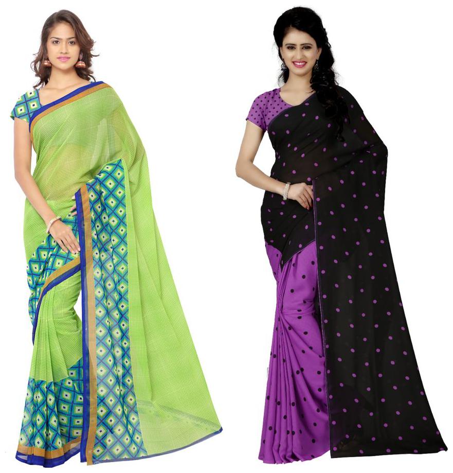 

Anand Sarees Faux Georgette Multi Color Printed Pack Of 2 Saree With Blouse Piece ( 1115 2 1262 4 )