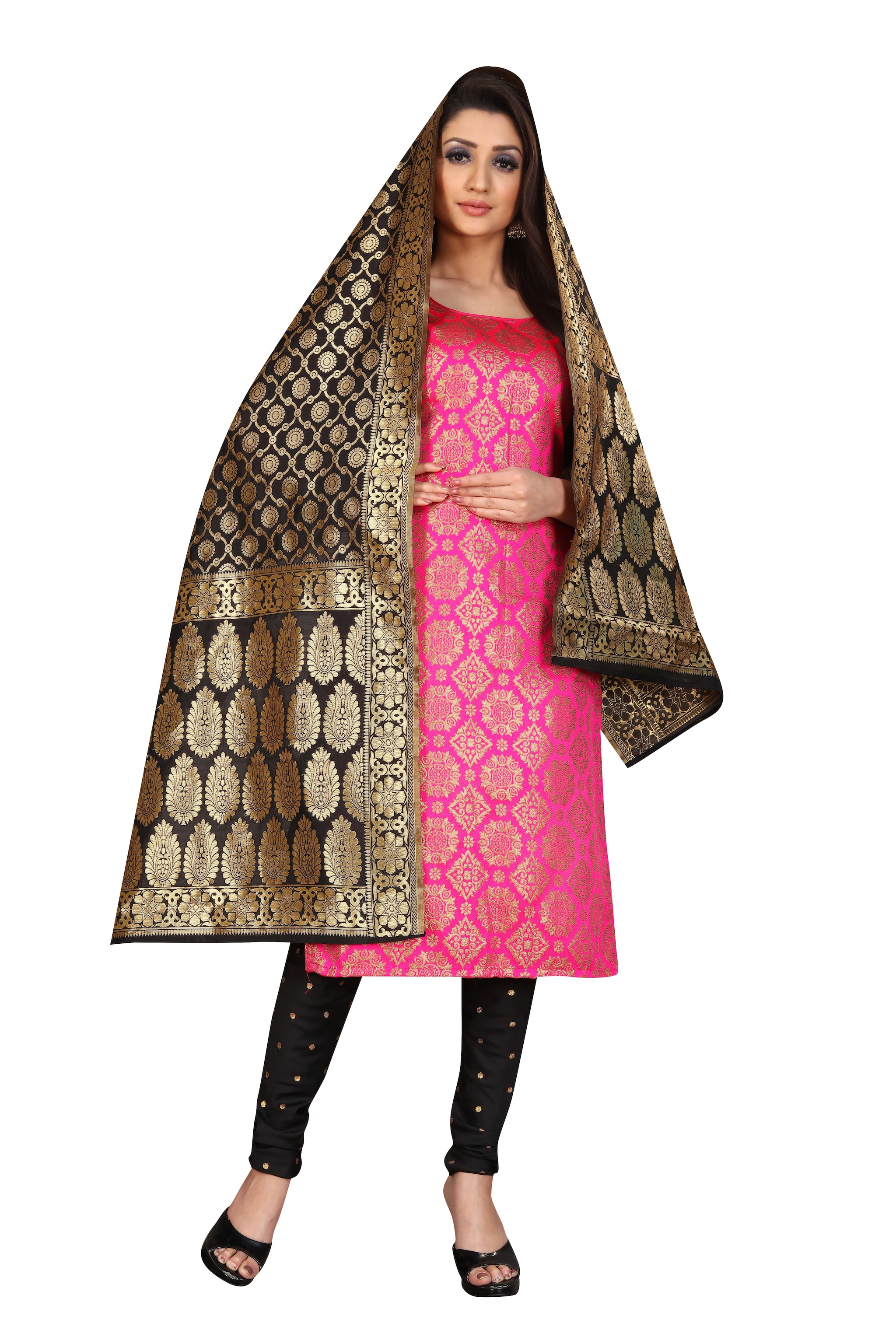 

Anand Sarees Pink Unstitched Kurta with bottom dupatta With dupatta Dress Material