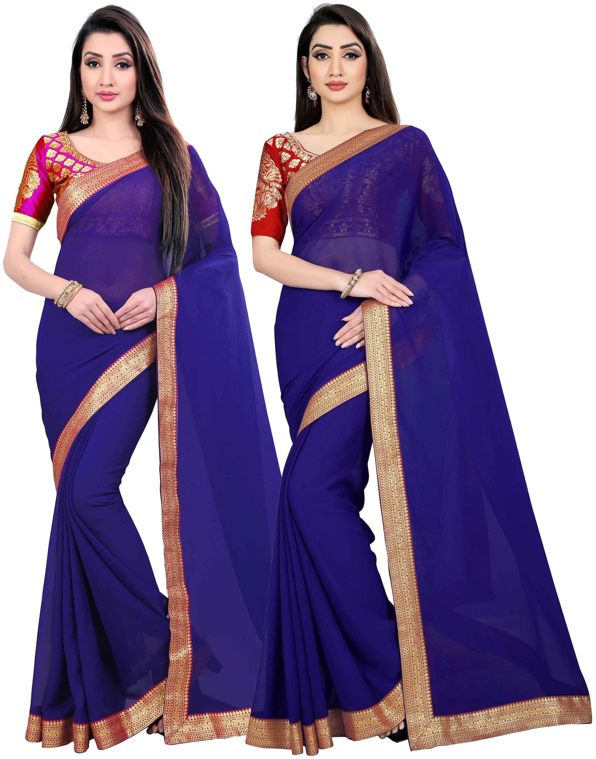 

Anand Sarees Women Chiffon sarees Blue